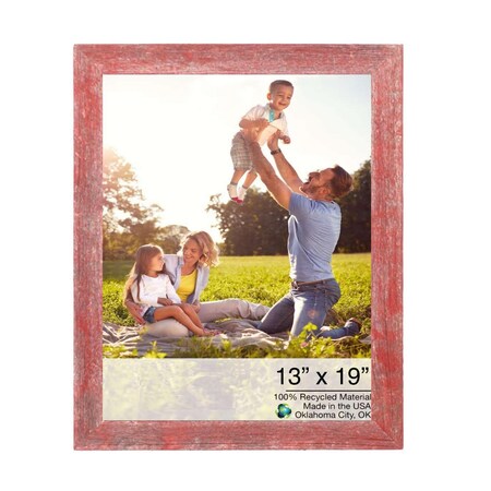 Homeroots 13 x 19 in. Rustic Farmhouse Red Wood Picture Frame 386514
